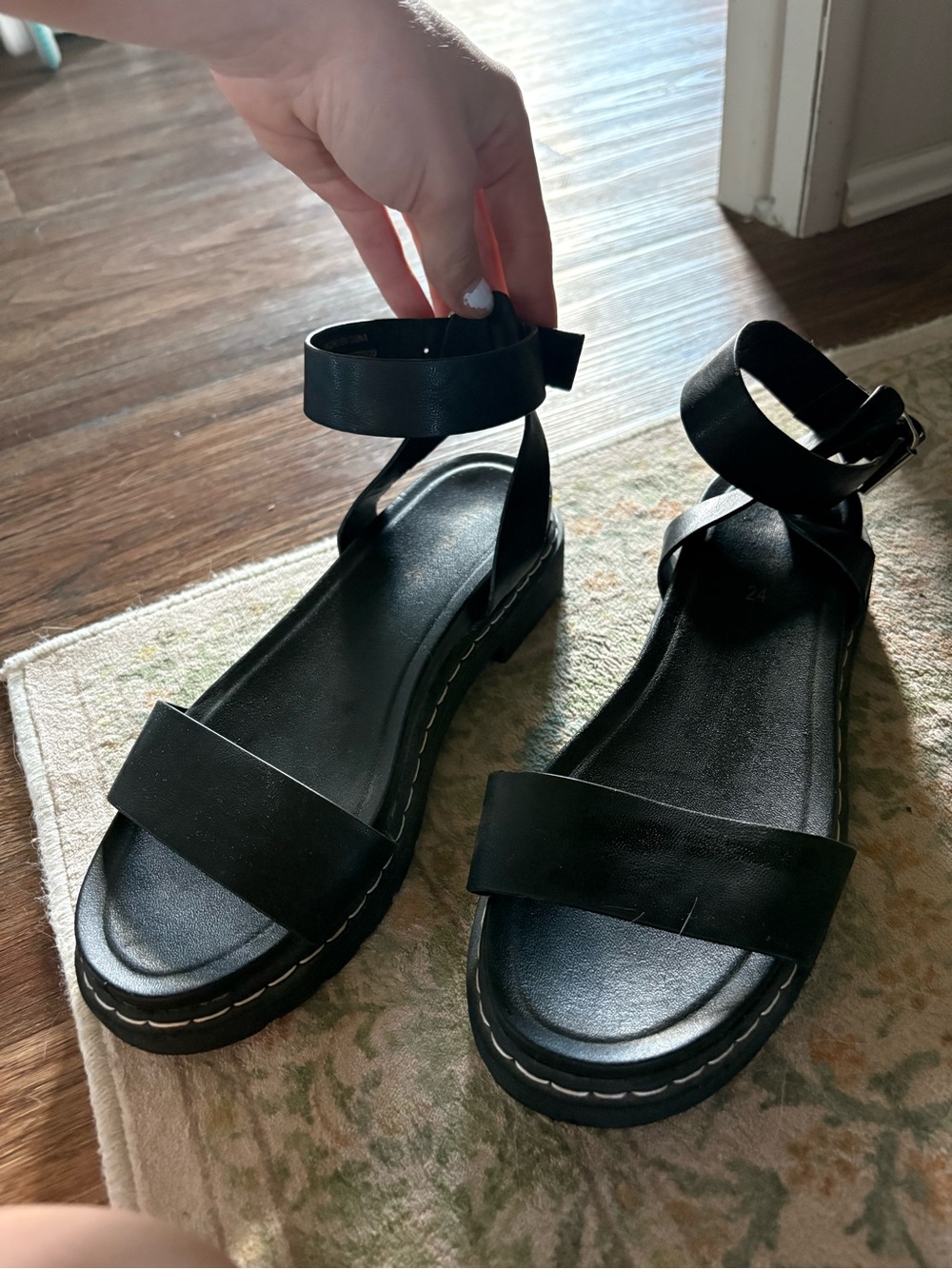 Women's Black Ankle-Strap Platform Sandals